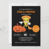 Pizza und Kürbisschnitzerei Halloween-Party Einladung (Vorderseite)