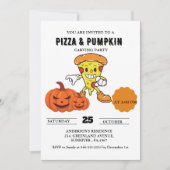 Pizza und Kürbisschnitzerei Halloween-Party Einladung (Vorderseite)