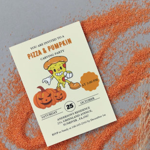 Pizza und Kürbisschnitzerei Halloween-Party Einladung