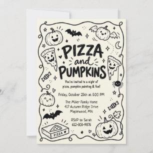 Pizza und Kürbisse Halloween-Party Einladung
