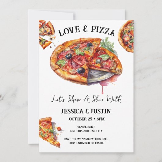 Pizza und Liebe Einladung (Vorderseite)