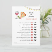 Pizza und Liebe "Guess Who" Showspiel Einladung (Stehend Vorderseite)