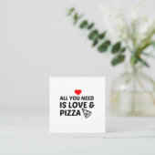 PIZZA UND LIEBE QUADRATISCHE VISITENKARTE (Stehend Vorderseite)