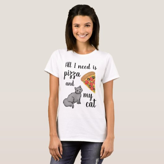 Pizza und meine Katze Funny T-Shirt (Vorne ganz)