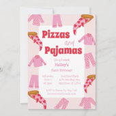 Pizza und Pajama Girls Geburtstagsparty Einladung (Vorderseite)