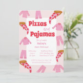 Pizza und Pajama Girls Geburtstagsparty Einladung (Stehend Vorderseite)