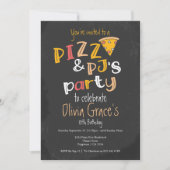 Pizza und Pajama Party Einladung (Vorderseite)