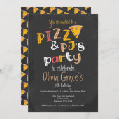 Pizza und Pajama Party Einladung (Vorne/Hinten)