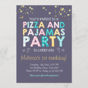 Pizza und Pajamas Geburtstagsaufladung Sleepover Einladung
