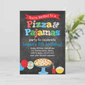 Pizza und Pajamas Party Einladung (Stehend Vorderseite)