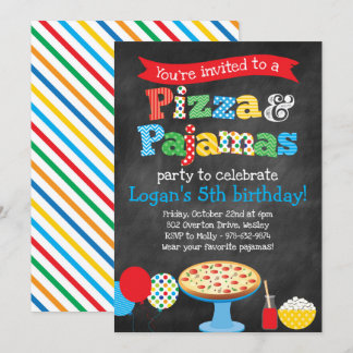 Pizza und Pajamas Party Einladung