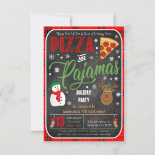 Pizza und Pajamas Party Einladung