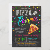 Pizza und Pajamas Party Einladung (Vorderseite)