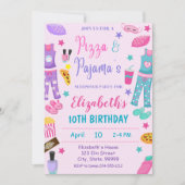 Pizza und Pajamas Sleepover Geburtstagsfeier Einladung (Vorderseite)