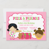 Pizza und Pajamas Sleepover Party Einladung (Vorderseite)