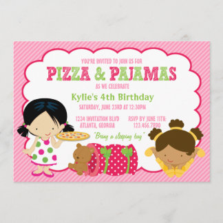 Pizza und Pajamas Sleepover Party Einladung