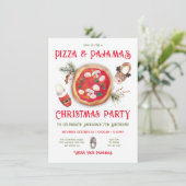 Pizza und Pajamas Weihnachtsfeier Einladung (Stehend Vorderseite)