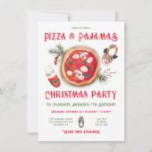 Pizza und Pajamas Weihnachtsfeier Einladung (Vorderseite)