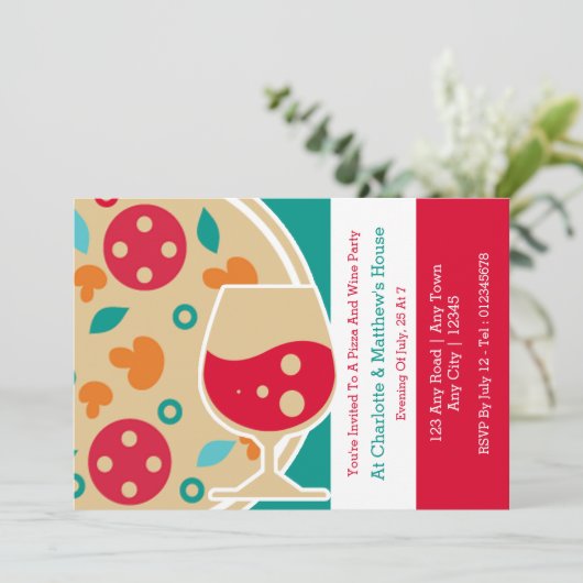 Pizza und Party Einladung (Stehend Vorderseite)