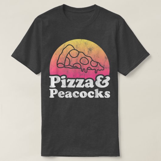 Pizza und Peacocks oder Peacock T-Shirt (Design vorne)
