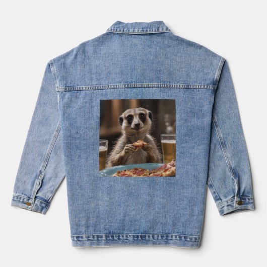 "Pizza und Pints: Eine perfekte Snackpause für Mee Jeansjacke (Rückseite)