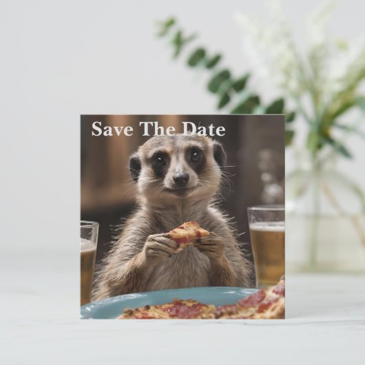 "Pizza und Pints: Eine perfekte Snackpause für Mee Save The Date (Stehend Vorderseite)