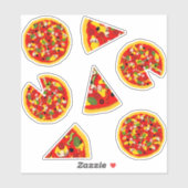 Pizza und Pizza Slices Cartoon Aufkleber (Blatt)