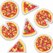 Pizza und Pizza Slices Cartoon Aufkleber (Vorderseite)
