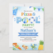 Pizza- und Pool-Geburtstagsfeier Einladung (Vorderseite)