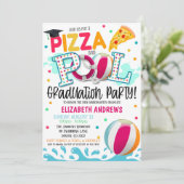 Pizza und Pool Party Abschluss Einladung (Stehend Vorderseite)
