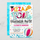 Pizza und Pool Party Abschluss Einladung (Vorne/Hinten)