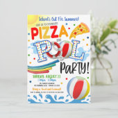 Pizza und Pool-Party Einladung (Stehend Vorderseite)
