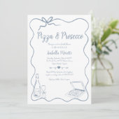 Pizza und Prosecco Bridal Dusche Einladung (Stehend Vorderseite)