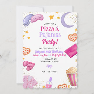 Pizza- und Pyjama-Party Einladung