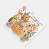 Pizza- und Pyjama-Party Süße Tiere  Serviette (Ecke)