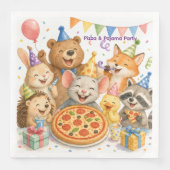 Pizza- und Pyjama-Party Süße Tiere  Serviette (Vorderseite)