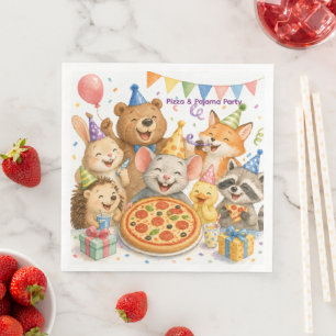 Pizza- und Pyjama-Party Süße Tiere  Serviette