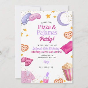 Pizza und Pyjama-Teenager-Mädchen Tween-Mädchen Py Einladung