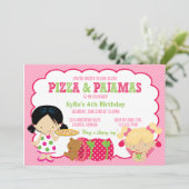 Pizza-und Pyjamassleepover-Party Einladung (Stehend Vorderseite)