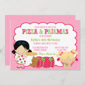 Pizza-und Pyjamassleepover-Party Einladung (Vorne/Hinten)