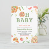 Pizza und Schnuller Kinderdusche Einladung (Stehend Vorderseite)