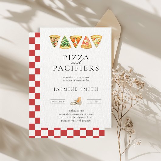 Pizza und Schnuller Kinderdusche Einladung