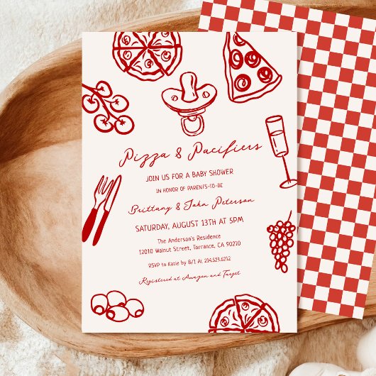 Pizza und Schnuller Pizza Themed Kinderdusche Einladung