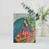 Pizza und Sommer-Spaß Collage Postkarte (Stehend Vorderseite)