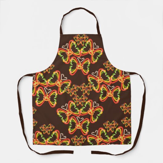 Pizza und Toppings Butterfly Formen Braune Schürze (Vorderseite)