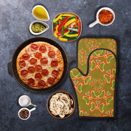 Pizza und Toppings Butterfly Shapes Grün Ofenhandschuh & Topflappen-Set