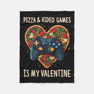 Pizza und Videospiele ist mein Valentiner Gamer Fa Fleecedecke