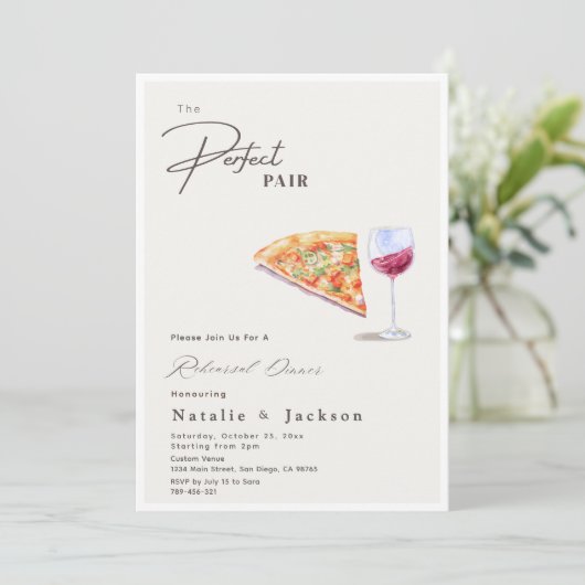 Pizza und Wein Das perfekte Pair Probe Dinner Einladung (Stehend Vorderseite)