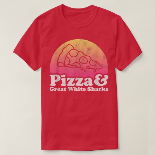 Pizza und Weißer Hai T-Shirt (Design vorne)