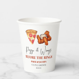 Pizza und Wings bevor die Ringe Paarbaby Shower Pappbecher